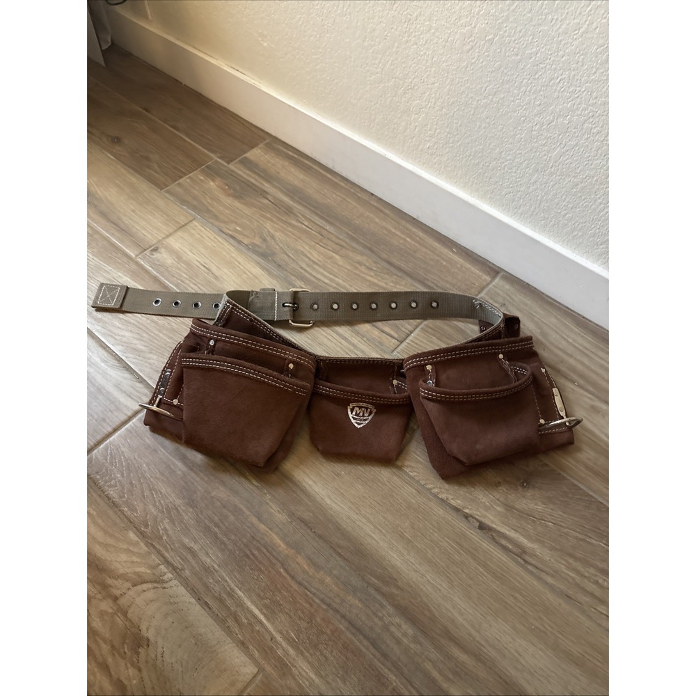 McGuire Nicholas 11 Pocket Handyman Apron in Brown Suede Leather